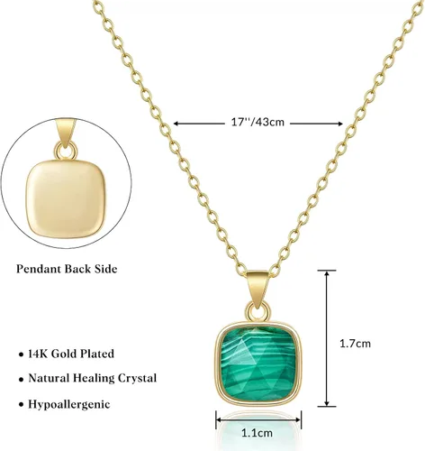 Vista 5 de KissYan Healing Crystal Necklace, 14K Gold Plated Natural Energy Stone Pendant Necklace Reiki Quartz Amethyst Citrine Gemstone Spiritual Jewelry