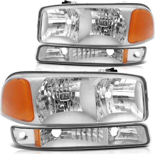 Vista 49 de Conjunto de faros delanteros para Chevy Avalanche 1500 2003-2006 para Avalanche 2500 03-06 para 1500 Classic 2007 carcasa negra reflector ámbar