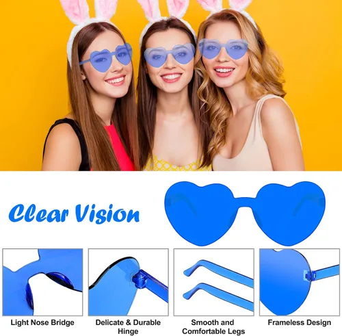 Vista 3 de VJJB Lentes de sol de corazón para mujer, lentes en forma de corazón, gafas de despedida de soltera, accesorios de moda para regalos de cumpleaños
