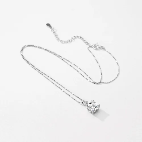 Vista 5 de Mints Collar con dije de morganita y corte Asscher de 2 quilates, plata de ley, joyería fina para mujer, Gema