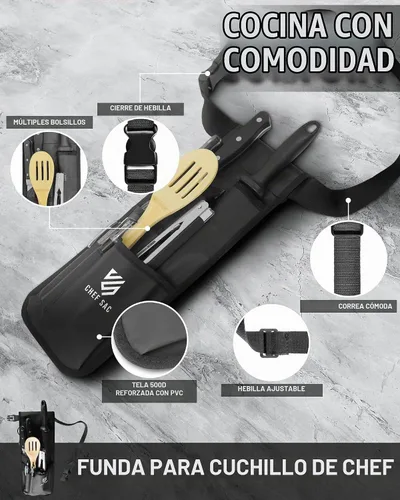 Vista 4 de Chef Sac Funda Funda Funda Cinturón de herramientas culinarias Soporte para cinturón de hoja Estuche profesional Compatible con funda