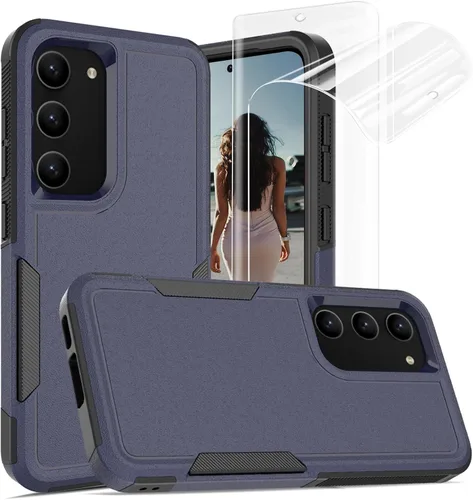 Vista 60 de Jeylly Funda para Samsung Galaxy S10 Plus S10+, ajuste delgado, doble capa, resistente, absorción de golpes, TPU con carcasa trasera de Negro