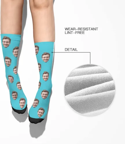 Vista 6 de D-Story Calcetines personalizados con foto fabricados en Estados Unidos, divertidos calcetines personalizados, regalos lindos personalizados