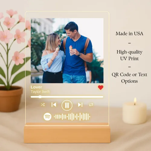 Vista 5 de Placa de Música Personalizada - Placa de Canción Acrílica Personalizada Letrero de Música Personalizado Regalo de Foto Regalo de Celebración