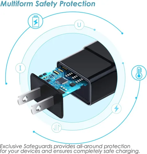 Vista 7 de Paquete de 6 cargadores USB de carga rápida, cargador de pared USB rápido para teléfono Android compatible con Samsung Galaxy S21/S20/S10/S10e/S10
