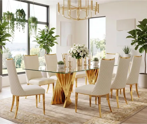 Vista 10 de Juego de mesa de comedor de lujo de 5 piezas para 4 personas