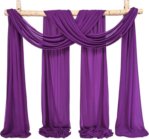 Vista 16 de Tela para Cubrir Arco de Boda, 4 Paneles 71 cm x 6,1 m Telas para Arco de Boda Azul Bebé para Ceremonia, Telas de Gasa para Decoración de Arco