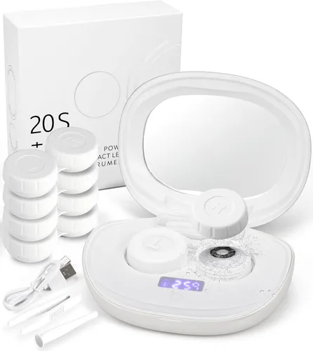 Vista 9 de ofone Limpiador de lentes de contacto, máquina ultrasónica de limpieza de lentes de contacto con cargador USB, pantalla de temporizador y kit de 5