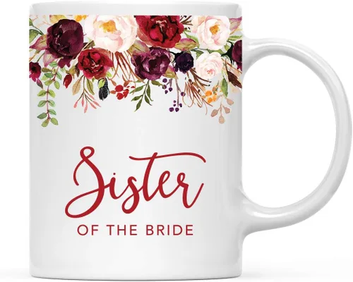 Vista 28 de Andaz Press Taza de té de cerámica para el día de la madre, regalo de 9.5 fl oz, otoño, marsala, flores burdeos, rosas, flores, tía, 1 paquete