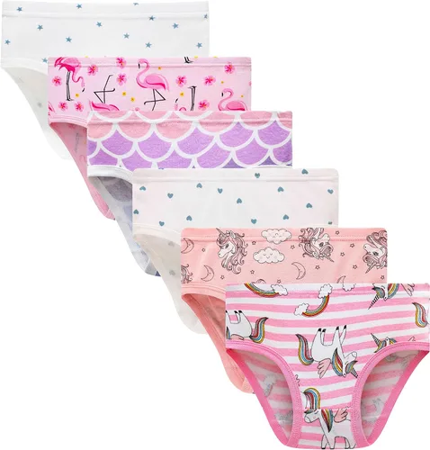 Vista 12 de Family Feeling Ropa interior para niña pequeña, bragas para niños grandes, ropa interior suave, 100% algodón 6 paquete-31yu