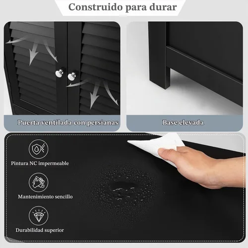 Vista 8 de MAT EXPERT Gabinete de madera independiente con estante ajustable de 3 posiciones, entrada, pasillo, sala de estar, 23.5 pulgadas de largo x 12