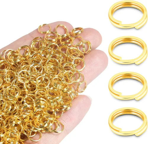 Vista 11 de 300 llaveros pequeños dorados de 1/2 pulgada, anillos divididos de doble bucle, mini llavero de metal para llavero, etiqueta de collar de mascotas
