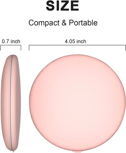 Vista 9 de Espejo compacto con iluminación LED, espejo de maquillaje de viaje de aumento 1X/5X de 4 pulgadas, espejo compacto portátil recargable con luz