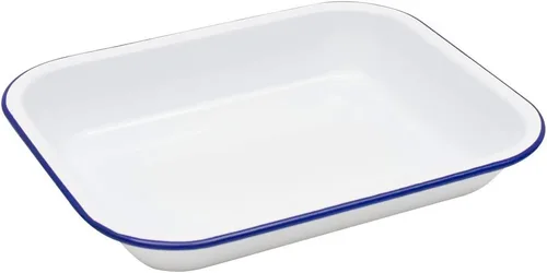 Vista 4 de Enamelware - Asador abierto pequeño, 11.5 x 9.25 pulgadas, salpicadura azul/blanca (individual)