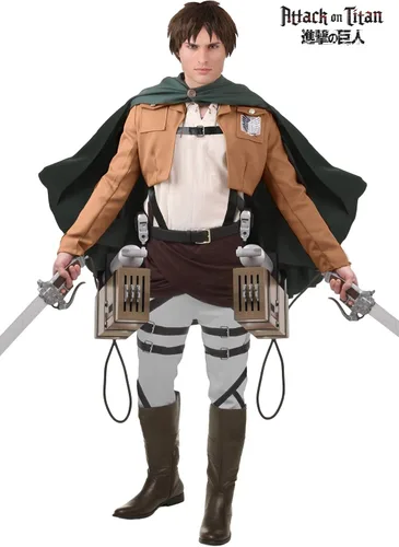 Vista 2 de Deluxe Eren Jaeger Costume Anime Cosplay Attack on Titan Mens Costume