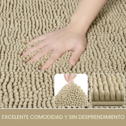 Vista 4 de LOCHAS - Alfombra de baño de lujo lanuda de 24 x 17 pulgadas, color beige