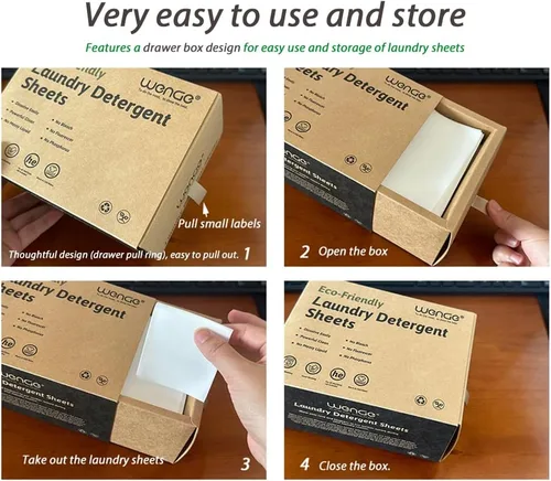 Vista 6 de Wenge Sábanas de detergente para ropa ecológicas, 240 unidades, sin jarra de plástico, tecnología sin líquidos, hipoalergénicas para el hogar