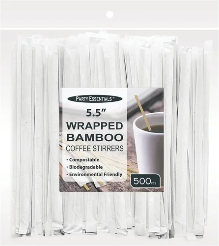 Vista 11 de Party Essentials Agitadores de café de bambú de 5.5 pulgadas / palitos para bebidas, 1000 unidades, natural
