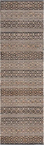 Vista 2 de SAFAVIEH Natural Fiber Collection NF379Z - Alfombra de pasillo de 2 pies 3 pulgadas x 8 pies, color negro y natural, tejido plano, diseño geométrico