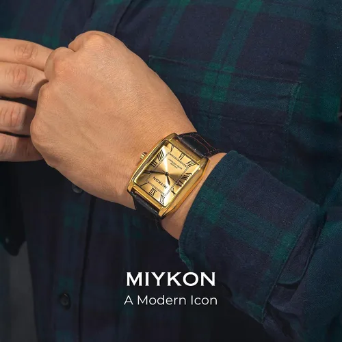 Vista 2 de Miykon Vintage Watches for Men – Classic Tank Square Analog Watch with Genuine Leather Wrist Strap, Mens Dress Watches – Japanese Quartz, Waterproof