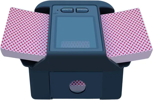 Vista 7 de Barajador automático de cartas para 1 a 2 cubiertas, máquina de barajar suave y silenciosa, compatible con Poker, Texas Hold'em, UNO, Bridge Blanco