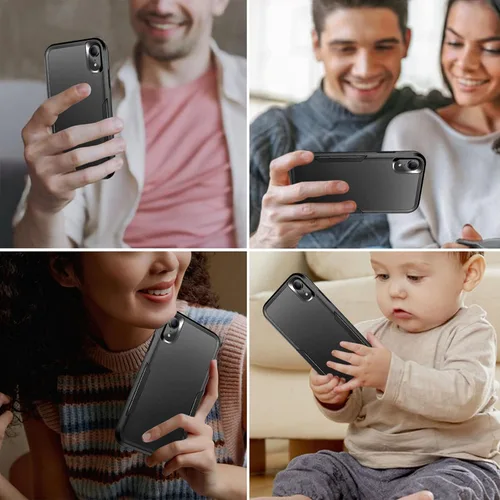Vista 6 de Funda para iPhone XR con protección de pantalla: resistente a prueba de golpes y arañazos Funda para iPhone XR-Negro