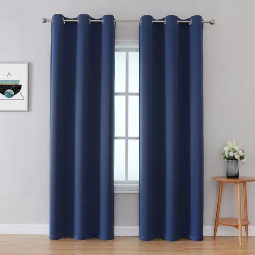 Vista 12 de Inherent Fire Retardant Blackout Curtains, Grommet Top, NFPA 701 Certified Flame Resistant Drape, FR Window Curtains for Classroom, 2 Panels, Black