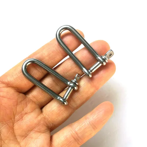Vista 3 de JY-Marine - Abrazadera de carga de grillete largo en D de acero inoxidable para cadenas, cuerda de paracaídas de levantamiento de cuerda