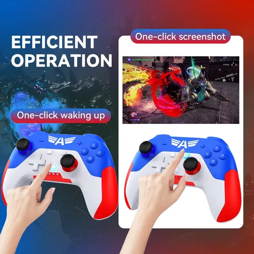 Vista 6 de FLIEEP Controlador de interruptor inalámbrico para Nintendo SwitchSwitch OLEDSwitch Lite con botón macro, función turbo de 3 niveles, vibración