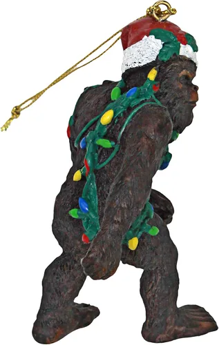 Vista 4 de Design Toscano yeti con sombrero de Papá Noel, divertido adorno navideño para árbol de Navidad, 5,1 cm de ancho, 2,5 cm de profundidad, 7,6 cm