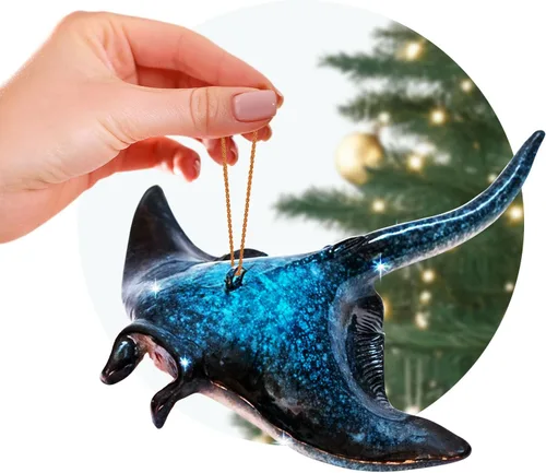 Vista 21 de Adorno de Navidad pintado a mano para playa – Decoración costera para árbol para amantes del océano – Adorno náutico único para árbol de Navidad