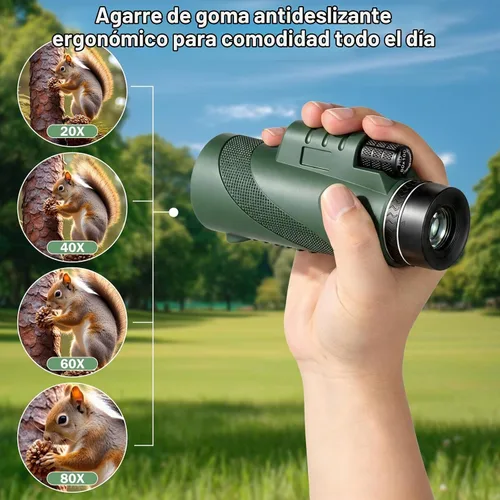 Vista 5 de Telescopio monocular 80X100 para adultos, con trípode y soporte