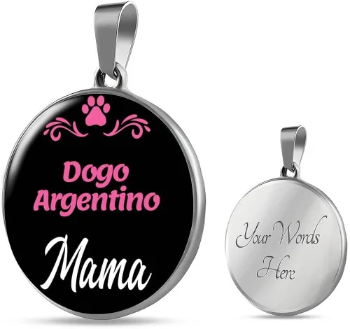 Vista 7 de Express Your Love Gifts Dogo Argentino - Collar con colgante circular de acero inoxidable o oro de 18 quilates, 18-22 pulgadas, colgante de perro