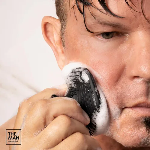 Vista 3 de The Man - Exfoliante facial de silicona para hombres, masajeador facial suave, elimina la piel muerta y seca, cepillo de limpieza facial