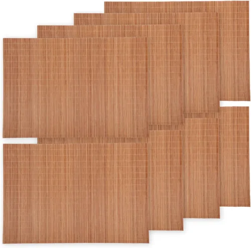 Vista 17 de BambooMN Mantel individual de bambú/tapete rodante de sushi - 18" x 13" - marrón, 4 piezas