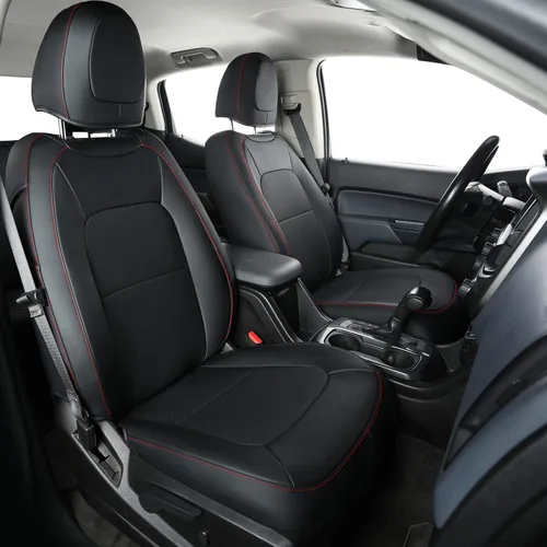 Vista 11 de LUCKYMAN CLUB 2 fundas de asiento delanteras Chevy Colorado, aptas para camión de trabajo Colorado Crew Cab Z71 LT ZR2 2015-2022 con piel sintética