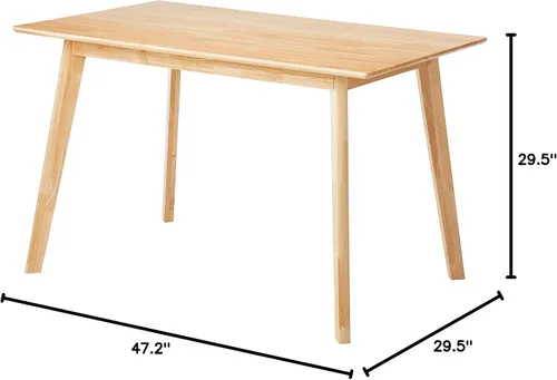 Vista 8 de Amazon Basics Mesa de comedor rectangular de madera maciza con certificación FSC, fácil de montar, 29.5 pulgadas de profundidad x 47.2 pulgadas