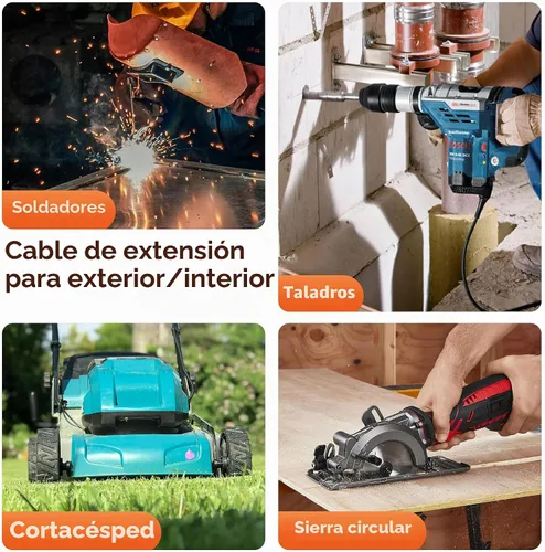 Vista 7 de Cable de extensión para exteriores de servicio pesado de calibre 12 de 50 pies con extremo iluminado, resistente al agua, cable de extensión de Negro