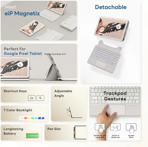 Vista 6 de EIP Magnetix - Funda con teclado para tablet Google Pixel de 11 pulgadas Blanco