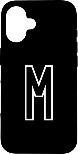 Vista 28 de Funda con monograma inicial favorita para iPhone 13 Pro Max Letra M, color blanco y negro