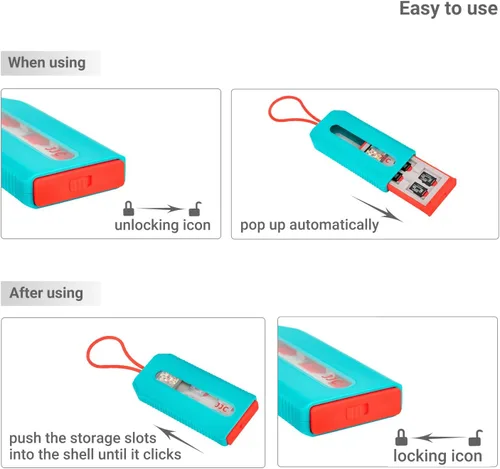 Vista 4 de JJC (No es compatible con tarjetas SD) Switch Game Card Case para 6 juegos de Nintendo y 12 tarjetas Micro SD, almacenamiento de soporte de tarjeta
