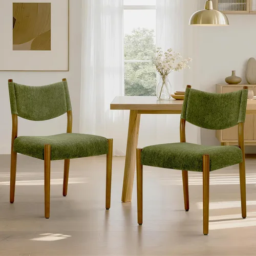 Vista 15 de KISLOT Juego de 4 sillas de comedor, sillas ergonómicas tapizadas de madera Sillas de comedor modernas de mediados de siglo, sillas ergonómicas