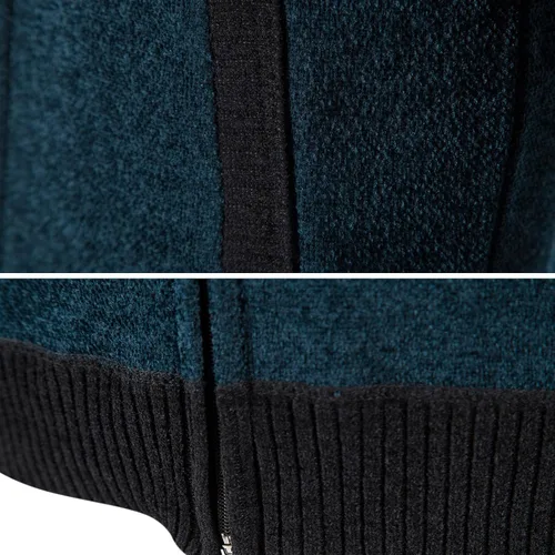 Vista 6 de Mylldey Suéter casual de punto trenzado con cremallera completa para hombre, talla de EE. UU