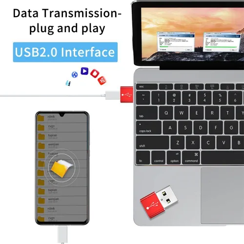 Vista 3 de BoxWave Adaptador compatible con Chuwi HiPad Plus - USB-A a C PortChanger (paquete de 5), USB Tipo-C OTG USB-A Convertir datos de carga - Plateado