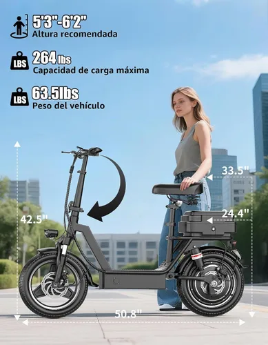 Vista 9 de Electric Scooter for Adults, 25MPH Top Speed, 35 Miles Max Range, 1000W Peak Motor, 48V 13Ah Battery, 14" E Scooter with Seat, Dual Suspension Oscuro
