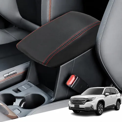 Vista 91 de Great-luck Funda de cuero para consola central, almohadilla para reposabrazos, accesorios de cubierta de caja (costuras rojas) para BMW X1 2023 2024