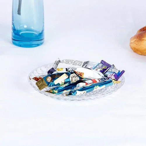 Vista 5 de Sizikato 4 platos de cristal transparente, plato de postre de frutas secas de 6 pulgadas para el hogar y KTV