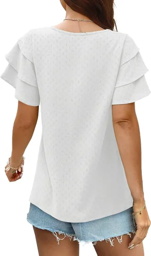 Vista 5 de Bofell Camisas y blusas de verano con cuello en V y mangas con volantes para mujer