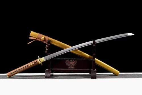 Vista 2 de Espada katana japonesa samurái forjada a mano real hoja de acero al carbono 1060 con endurecimiento tradicional y espiga completa