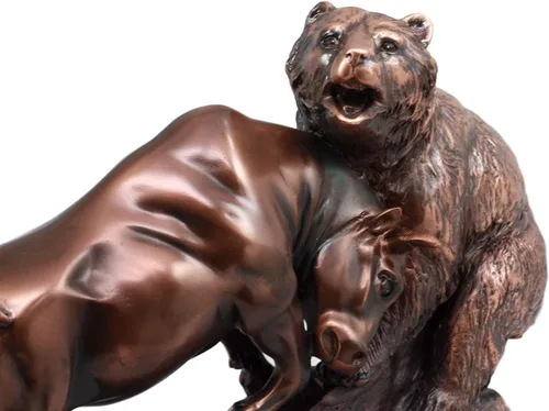 Vista 3 de Ebros Gift Wall Street - Estatua de oso de bronce galvanizado con base, ideal para inversores, administradores de dinero, amantes de la naturaleza